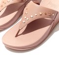 FitFlop LULU Star-Stud Leather Toe-Post Sandals Beige close up