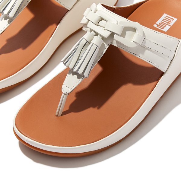 FLITTA Tassel-Chain Leather Toe-Post Sandals