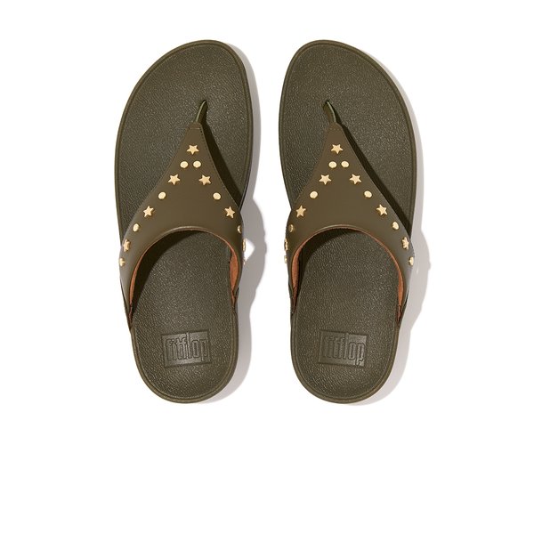 LULU Star-Stud Leather Toe-Post Sandals