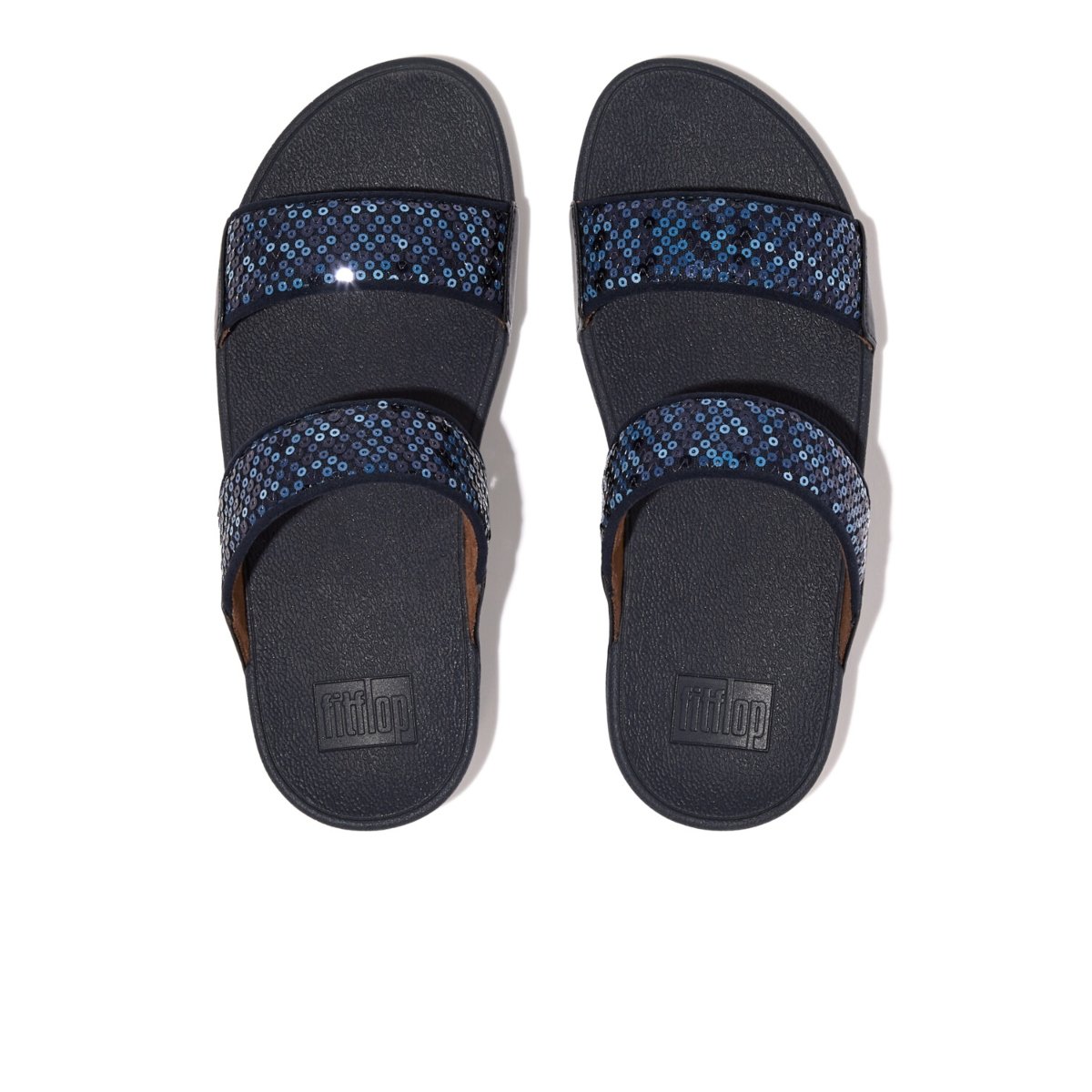 FitFlop LULU Sequined Slide Midnight Navy top view
