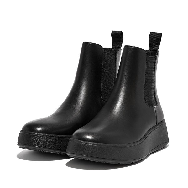 F-MODE Leather Flatform Chelsea Boots