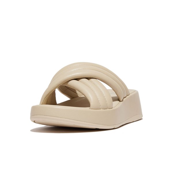 F-MODE Padded Leather Flatform Cross Slides 