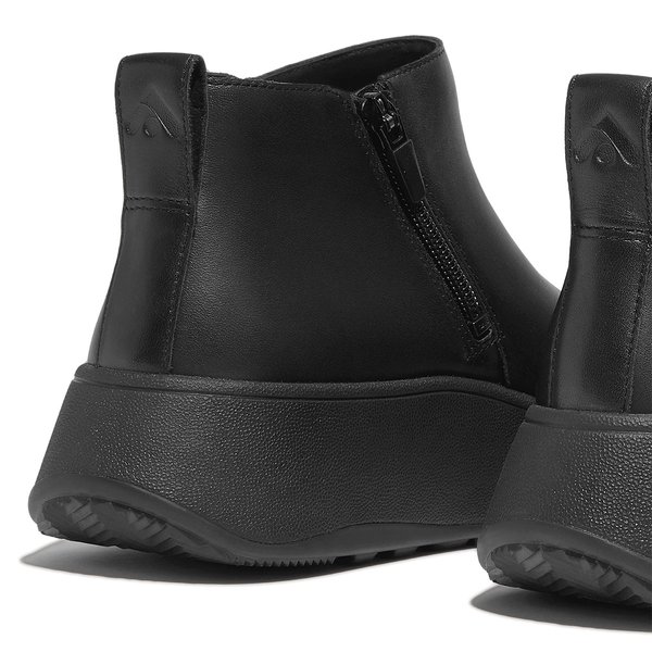 F-MODE Leather Flatform Zip Ankle Boots